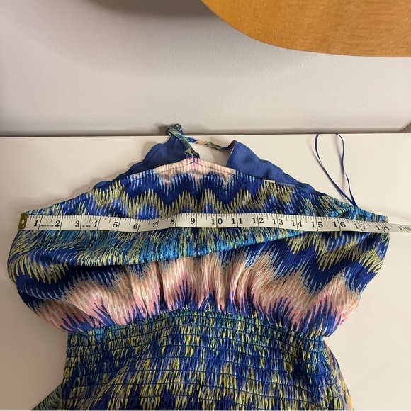 Ramy Brook Giana Handkerchief Hem Midi Dress in Spring Navy Chevron Print XS NWT - Picture 12 of 13